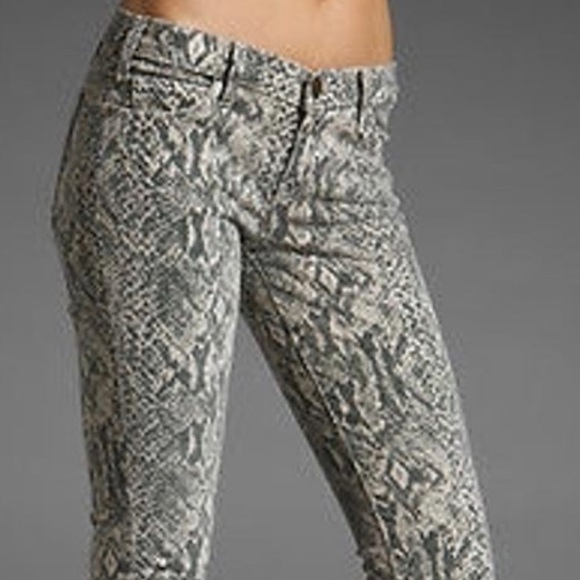 Current/Elliott Jeans Low Rise The Ankle Skinny Canvas Python Snake Print Sz 26‎ - Picture 3 of 16